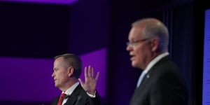 Prime Minister Scott Morrison and Opposition Leader Bill Shorten slug it out during the election campaign.