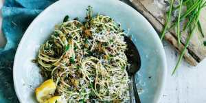 Neil Perry's spaghetti with garlic,pangrattato and parsley.