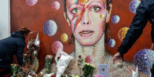 Tributes at the David Bowie wall,Brixton,London. 