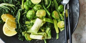 Adam Liaw’s lemon pepper greens.