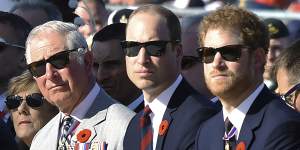 Charles,William and Harry attend a ceremony marking the 100th anniversary of the Battle of Vimy Ridge in 2017.