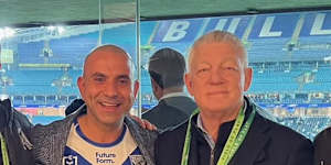 Hafza with Canterbury Bulldogs general manager and league great Phil Gould.