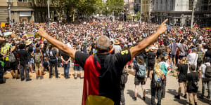 Thousands marched through the streets of Melbourne to protest against Australia Day last year.