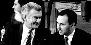 Bob Hawke and Paul Keating in 1985. “In truth,Keating was nothing without Hawke.”