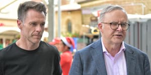 Prime Minister Anthony Albanese,with NSW Premier Chris Minns at the Bill Crews Exodus foundation lunch in Ashfield on Christmas Day.