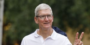 Apple CEO Tim Cook:Ninety-nine million reasons to be happy.