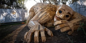 Each troll’s body is constructed on-site using the wood of old pallets from a Perth brewery. 