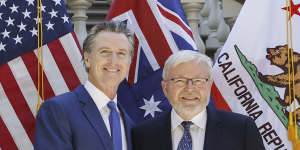 California Governor Gavin Newsom – with Australia’s US ambassador Kevin Rudd last month – is seen as a possible Biden alternative,but has so far ruled himself out. 