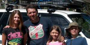 Nick Stride with his then-wife Luda and children Anya,then 9,and Michael,10,in Brisbane in 2010,shortly after their escape from Russia.