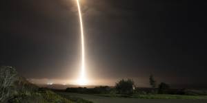 The SpaceX Falcon 9 rocket launches with the Double Asteroid Redirection Test,or DART,spacecraft onboard in November of 2021,from Vandenberg Space Force Base in California.