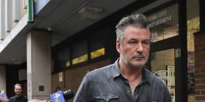 Alec Baldwin walking out of a New York Police Department on November 2 after he was arrested for the altercation with the man.