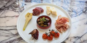 The antipasto plate at Mezzanino,which has taken over the old Fratelli Fresh site in Waterloo.