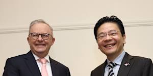 Australian Prime Minister Anthony Albanese and Singaporean Prime Minister Lawrence Wong on Friday.
