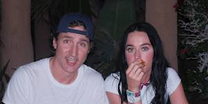 Katy Perry posted pictures of herself with Justin Trudeau at the Coachella music festival.