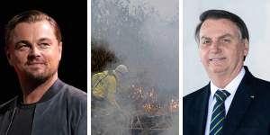 Leonardo DiCaprio,left,was accused by Brazil's President Jair Bolsonaro last year of paying to start the massive Amazon fires. 