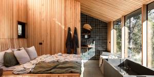 The Hunter’s rooms are designed to offer forest bathing from the bathtub.