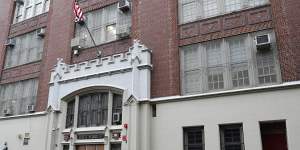 The entrance to Bard High School on the Lower East Side of New York. An Epstein foundation release lists the school as a donation recipient.