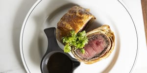Beef Wellington at Marble&Pearl,Melbourne.