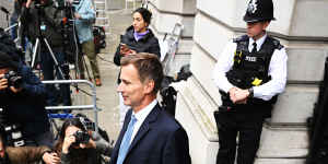 New Chancellor Jeremy Hunt walks from the Foreign&Commonwealth Office in London,England.