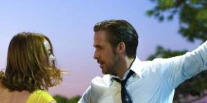 Ryan Gosling with Emma Stone in La La Land.