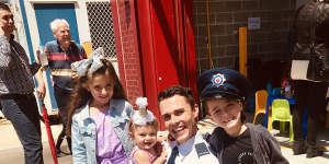 Store My Van owner Andrew Morley,pictured with children Eris,Skyla and Arion,is also a full-time firefighter.