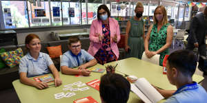 Education Minister Sarah Mitchell visits Soldiers’ Settlement Public School last year.