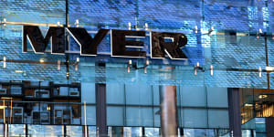 Myer’s trading update reflects retail figures showing a jump in department store sales. 