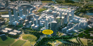 An artist's impression of the proposed cluster of towers at Sydney Olympic Park.