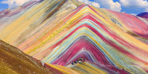 The majestic Vinicunca in the Cusco region of Peru,also Rainbow Mountain.