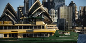 One of three new Emerald-class ferries arrive in Sydney Harbour.