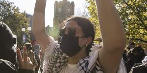 Pro-Palestine protesters at a University of Melbourne rally last month.