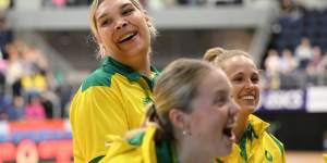 Wallam put on a brave face to support her teammates at the Constellation Cup decider at the Gold Coast on Sunday. 