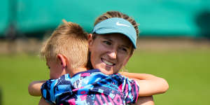 Victoria Azarenka takes son Leo on the tennis circuit with her.