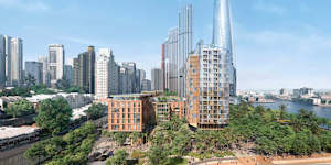 The 20-storey residential tower,on the right in this artist’s impression,was a lightning rod for community opposition.