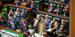 First Peoples’ Assembly of Victoria co-chair Marcus Stewart addressing Victorian parliament last year.