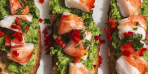 This crostini is a great way to make prawns go further for an entree.