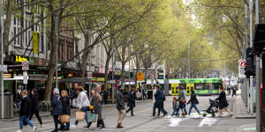 The weekday footfall in Melbourne has recovered to about 80-90 per cent.