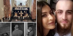 Meshilin Marrogi with her brother George Marrogi;her crypt and memorial in Preston General Cemetery;and stills from CCTV footage of the break-in at the cemetery on July 30.