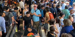 Chaos for commuters at Flinders Street on Tuesday afternoon.