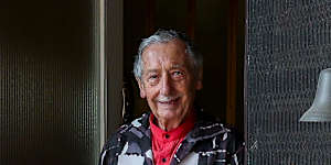 Barber Dante Alessio at his home and salon in Thornbury.