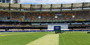 The Gabba pitch on Wednesday.