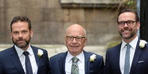 Rupert Murdoch flanked by sons Lachlan,left,and James. 
