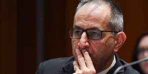 Secretary of the Home Affairs Department Mike Pezzullo at Senate Estimates on Monday,March 2.