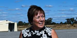 Susan Bigger at the site where the multi-sport stadium was to be built in Yarrawonga.