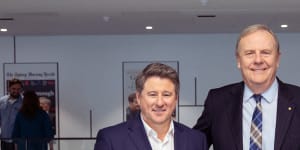 New Nine CEO Mike Sneesby and Nine Chairman Peter Costello