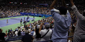 The crowd shows their appreciation for Serena Williams in Arthur Ashe Stadium.