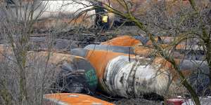 The clean-up of portions of the freight train that derailed in East Palestine,Ohio,.
