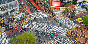 Shibuya Crossing,one of the busiest crosswalks in the world. 