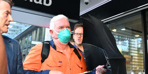 Ian Seeley,the stepson of main suspect Raymond Peter Mulvihill,leaving the coroner’s court in 2021.