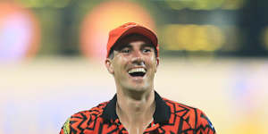 Pat Cummins playing for Sunrisers Hyderabad in the IPL.